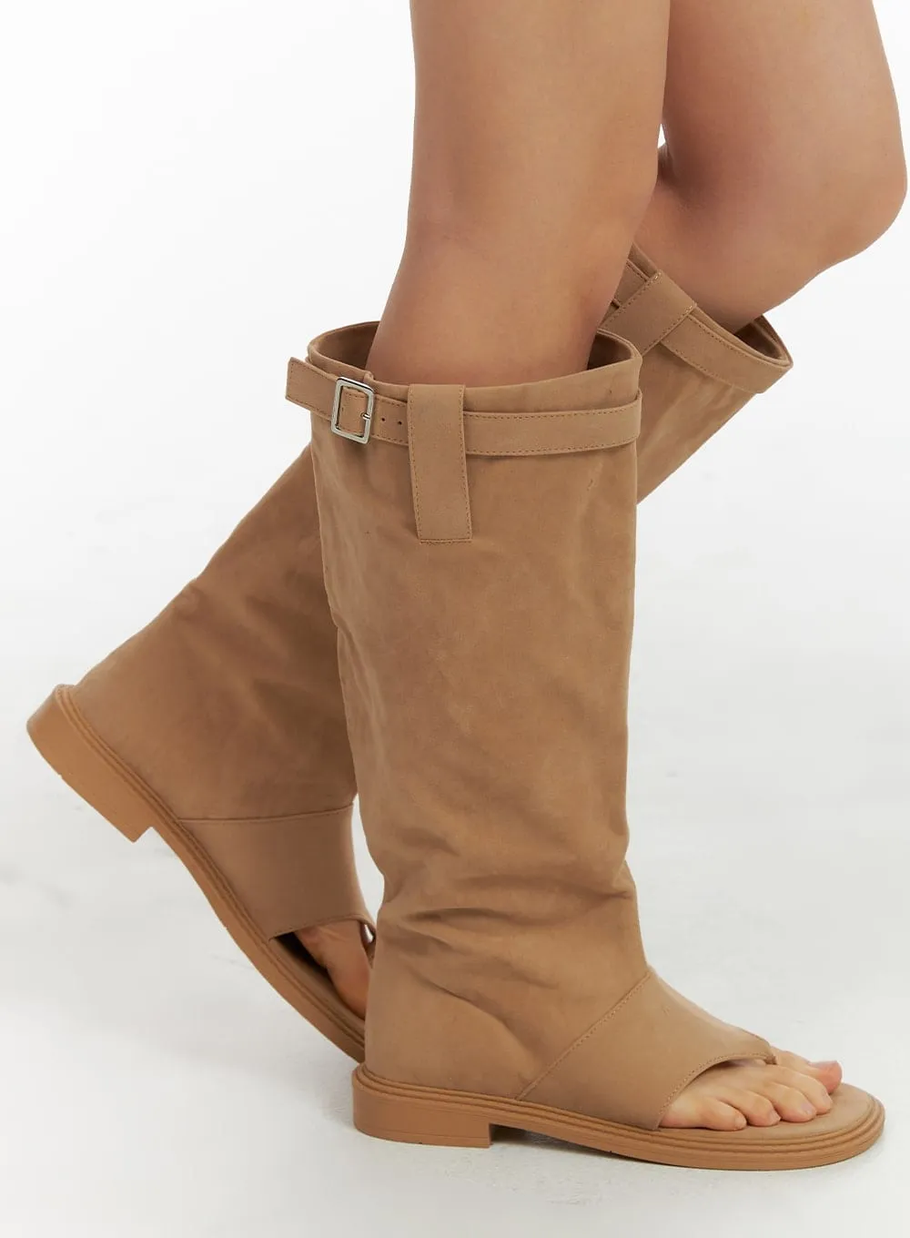 Solid Suede Buckle Boots CM412