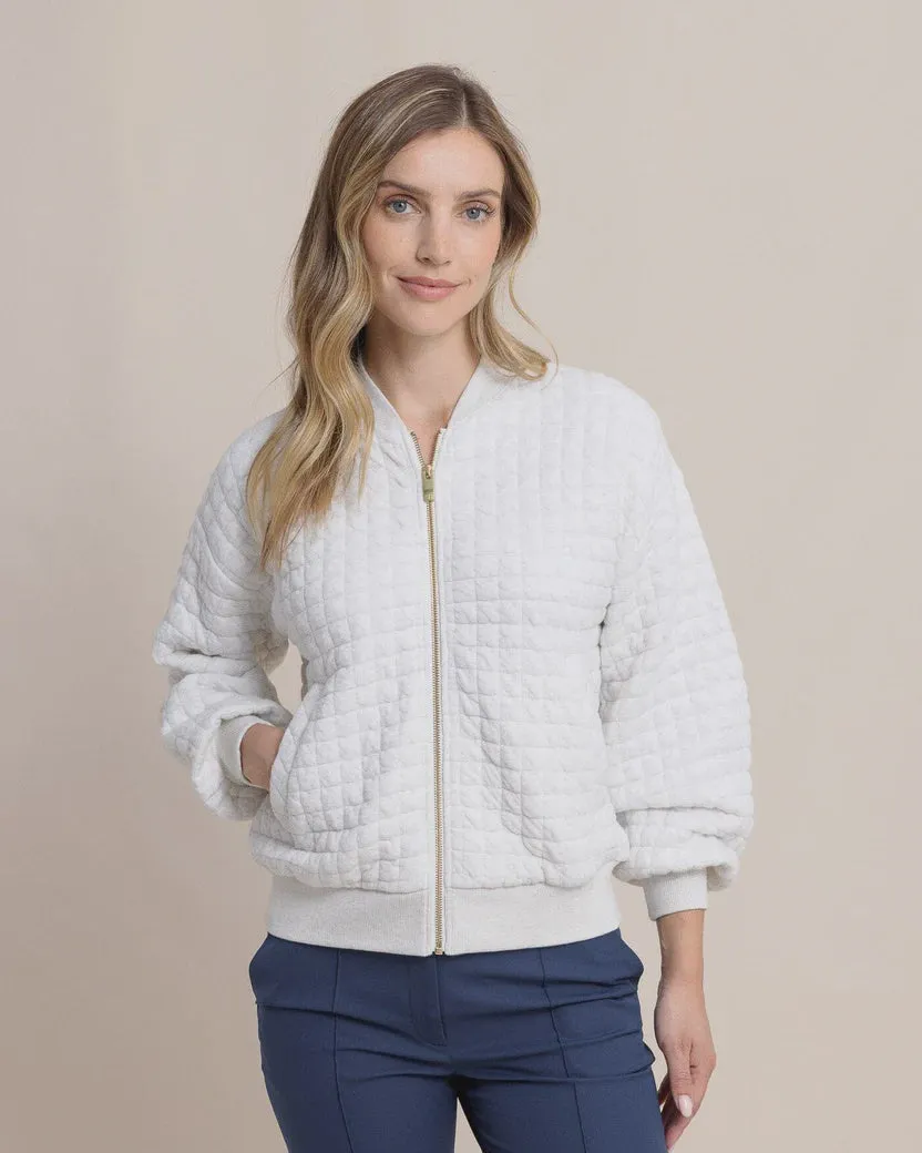 Southern Tide Women's Sutton Quilted Heather Jacket/ Heather Star White