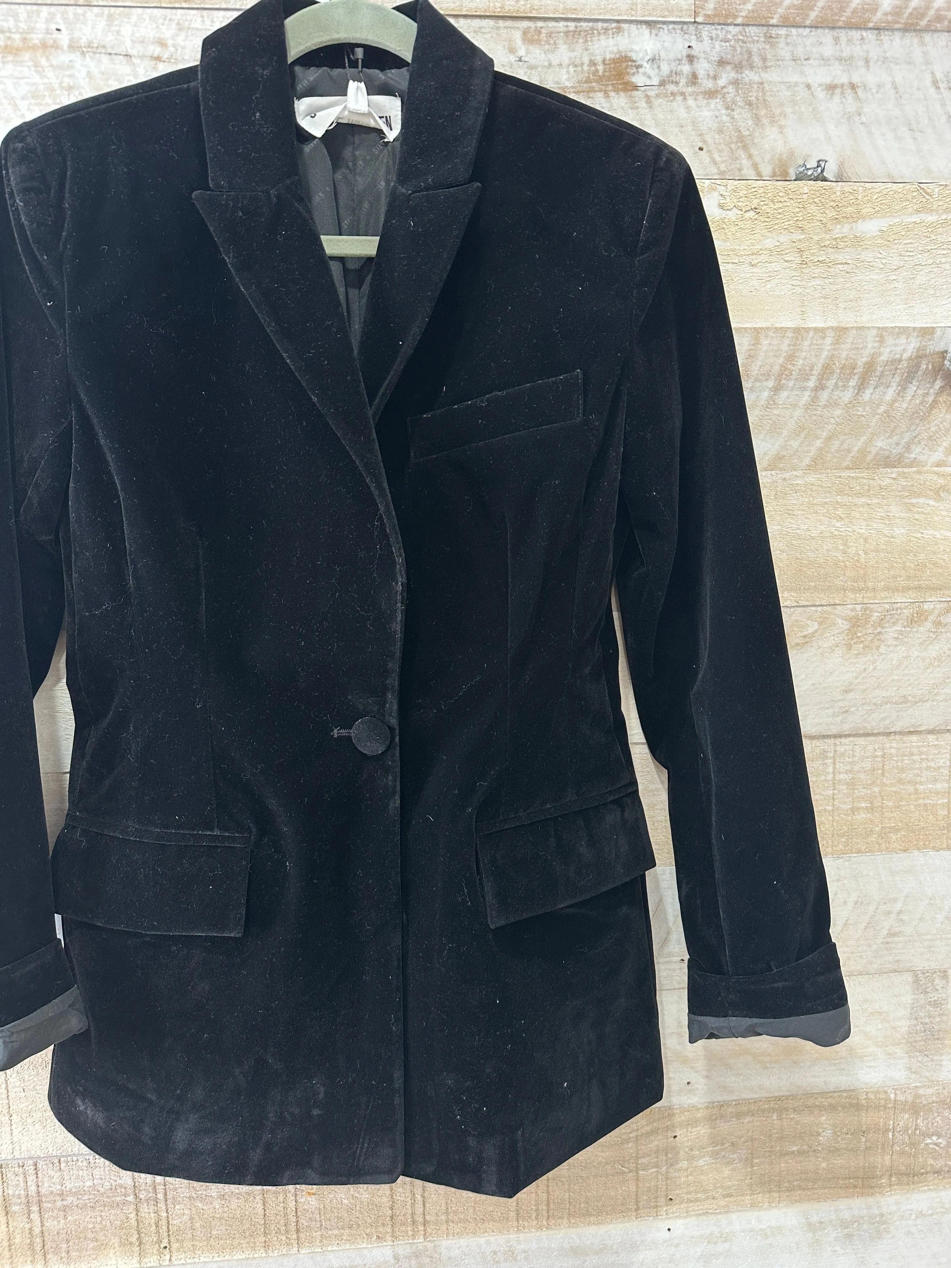 STE Harlow Velvet Blazer in Black