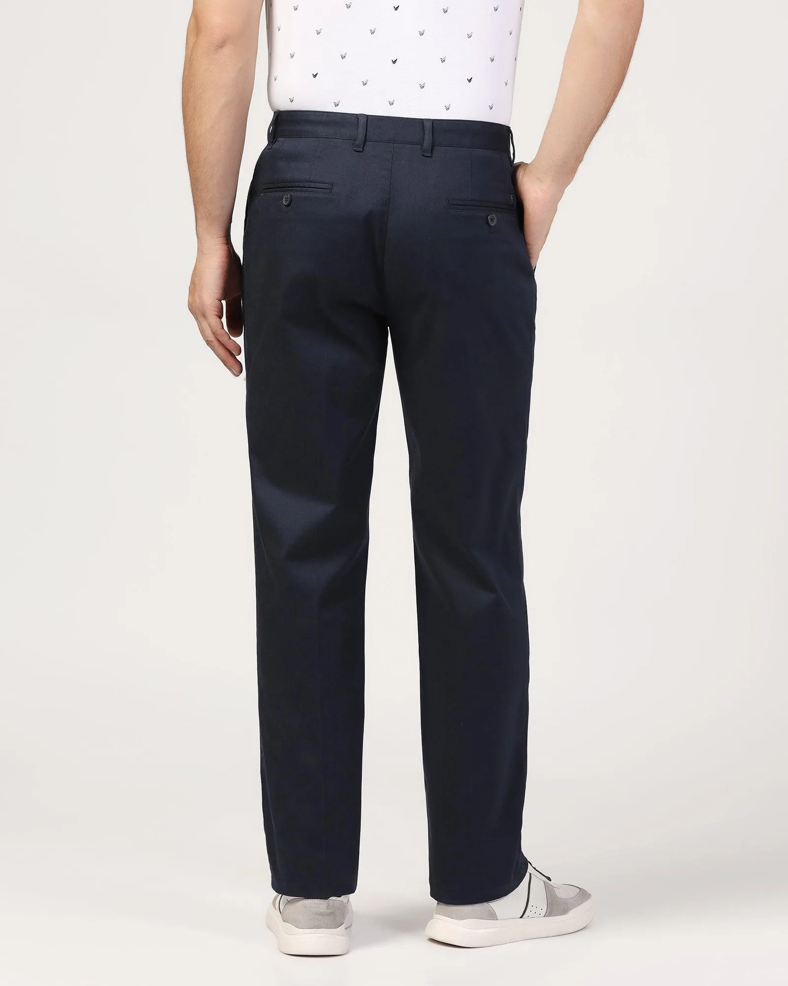 Straight B-90 Casual Navy Solid Khakis - Criston