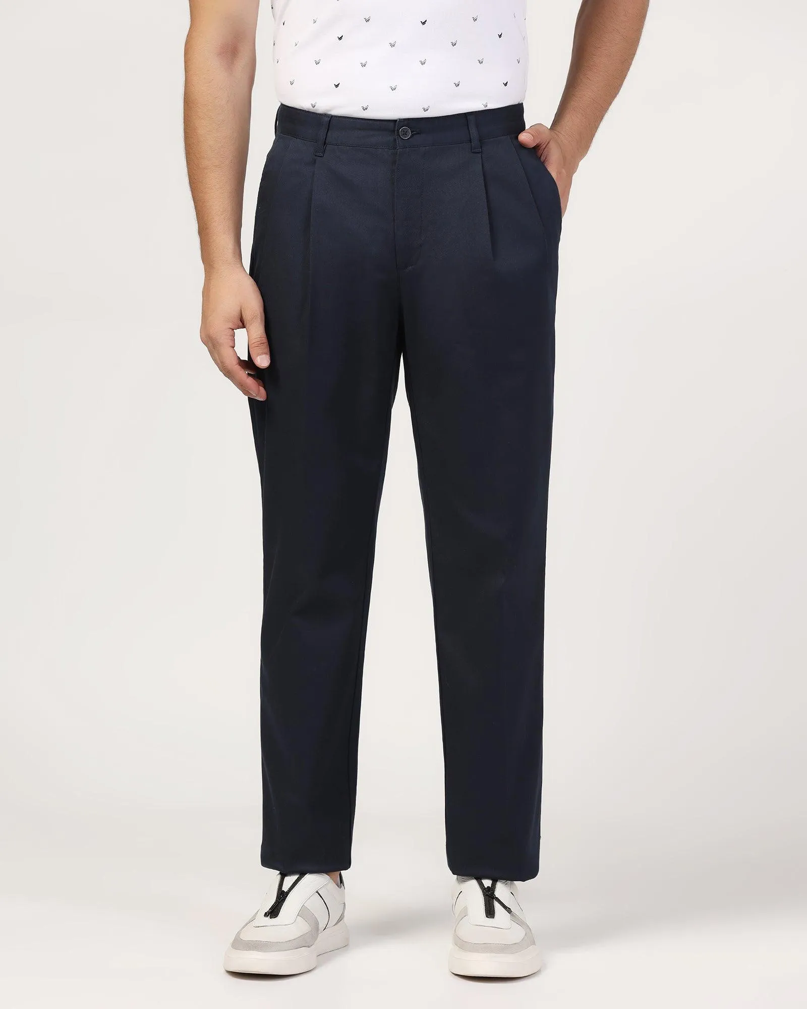 Straight B-90 Casual Navy Solid Khakis - Criston