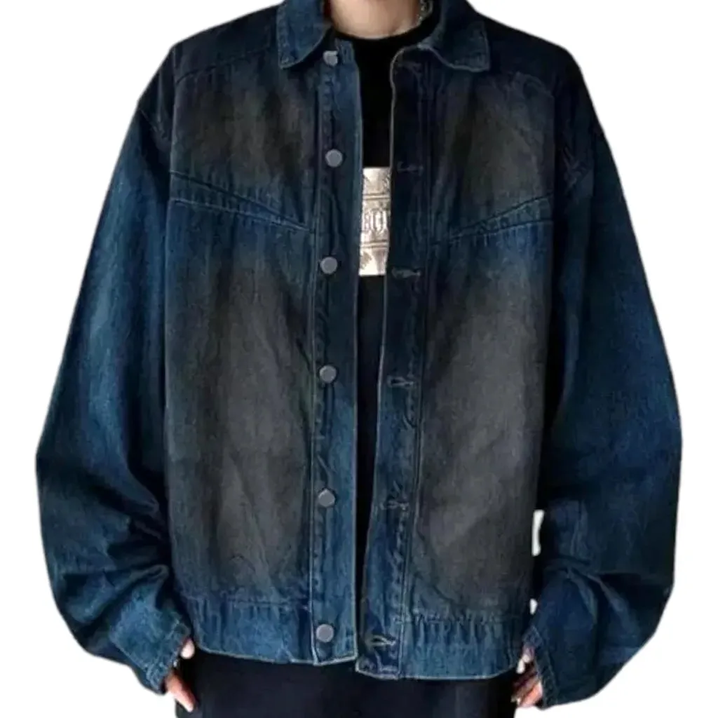 Street style oversized fit men's denim jacket