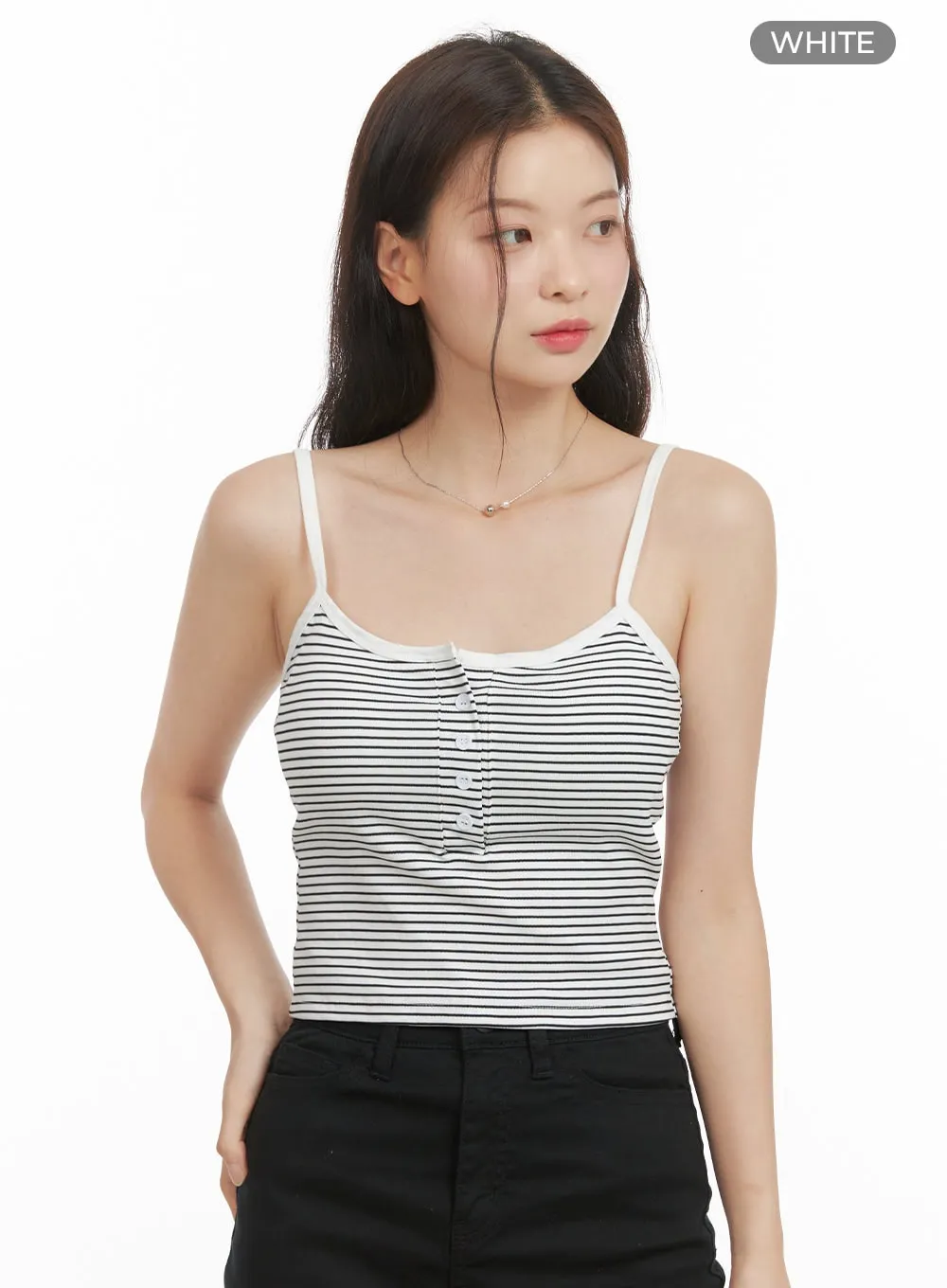 Striped Buttoned Cami Top OY421