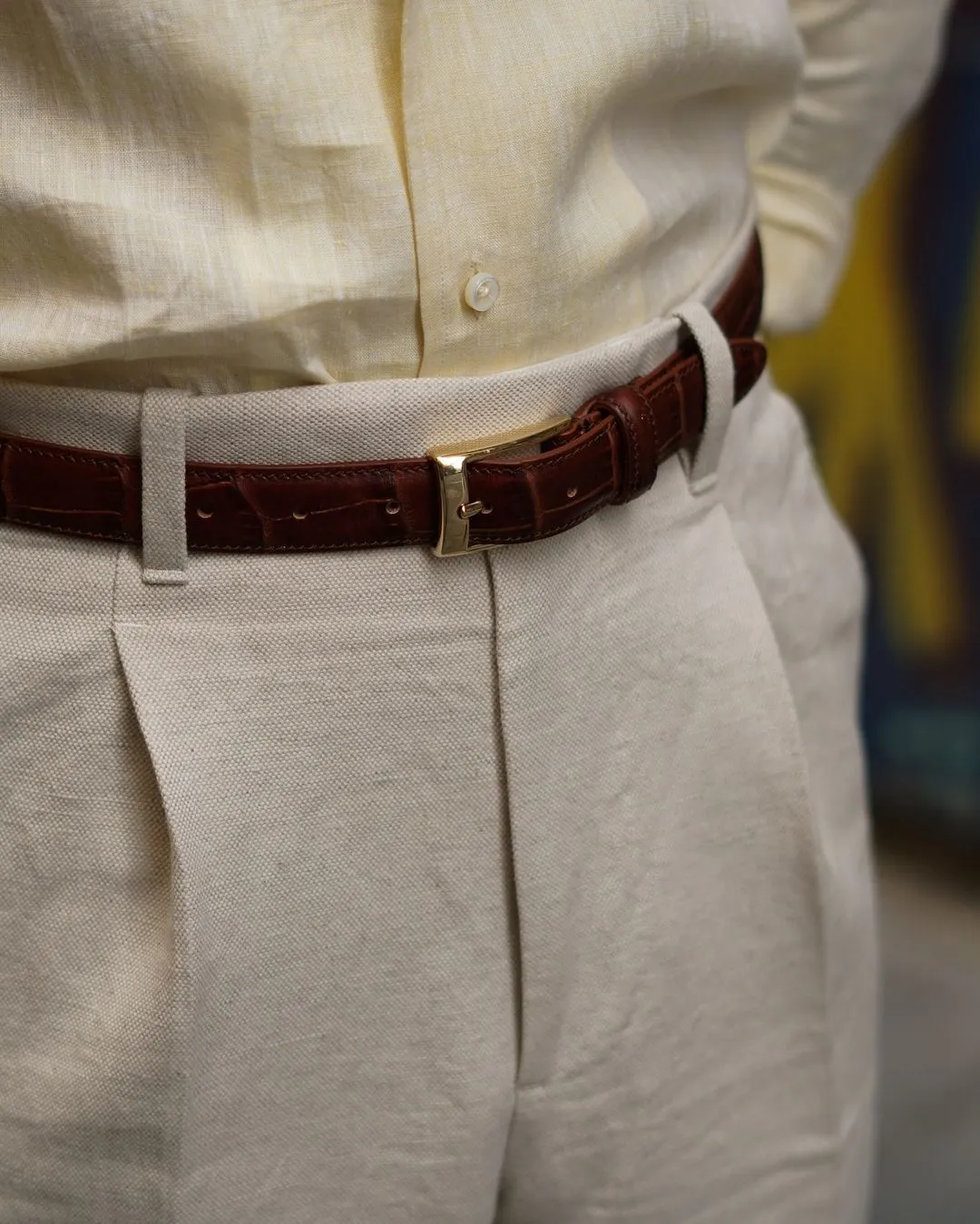 Summer Camp Collar Shirt in Yellow Linen