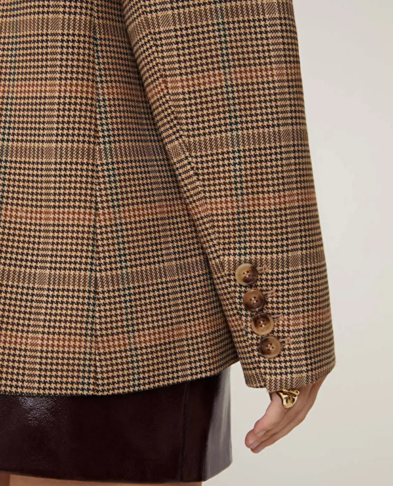 Suncoo Dolly Brown Check Blazer