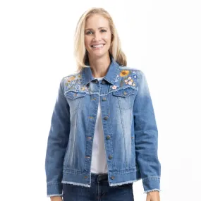 Sunflower Embroidery Jean Jacket