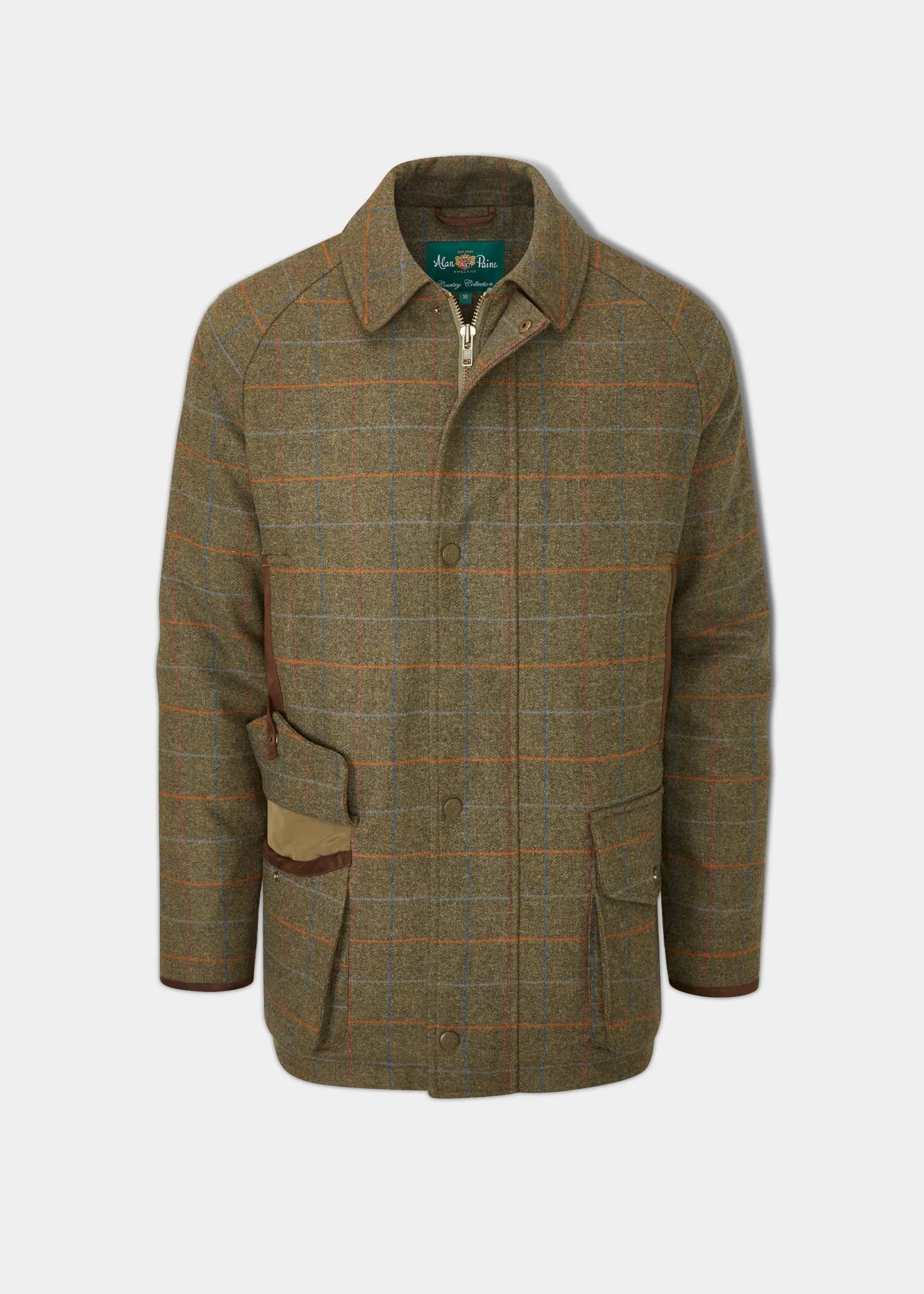 Surrey Waterproof Tweed Coat In Moss - Shooting Fit