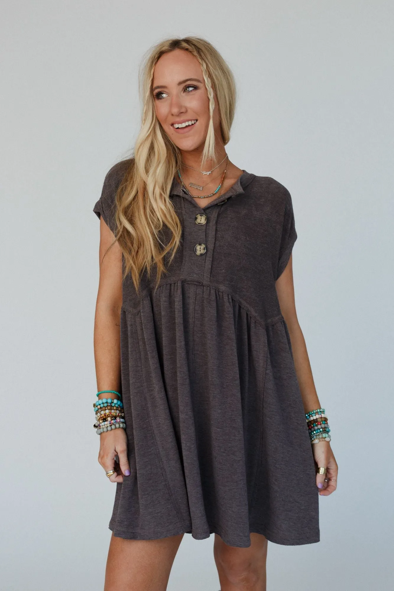 The Nest Sweet Nothings Baby Doll Dress - Charcoal