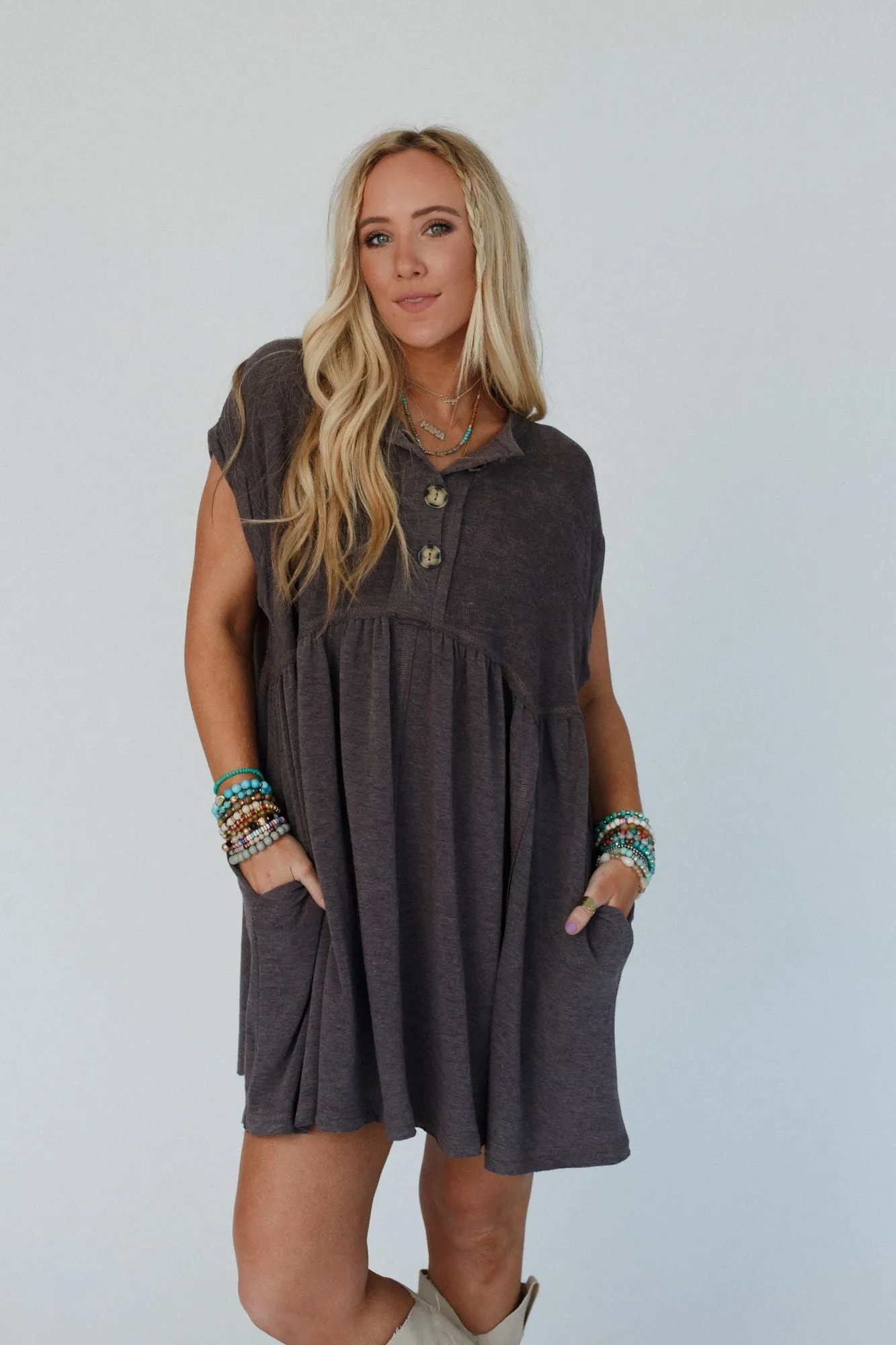 The Nest Sweet Nothings Baby Doll Dress - Charcoal