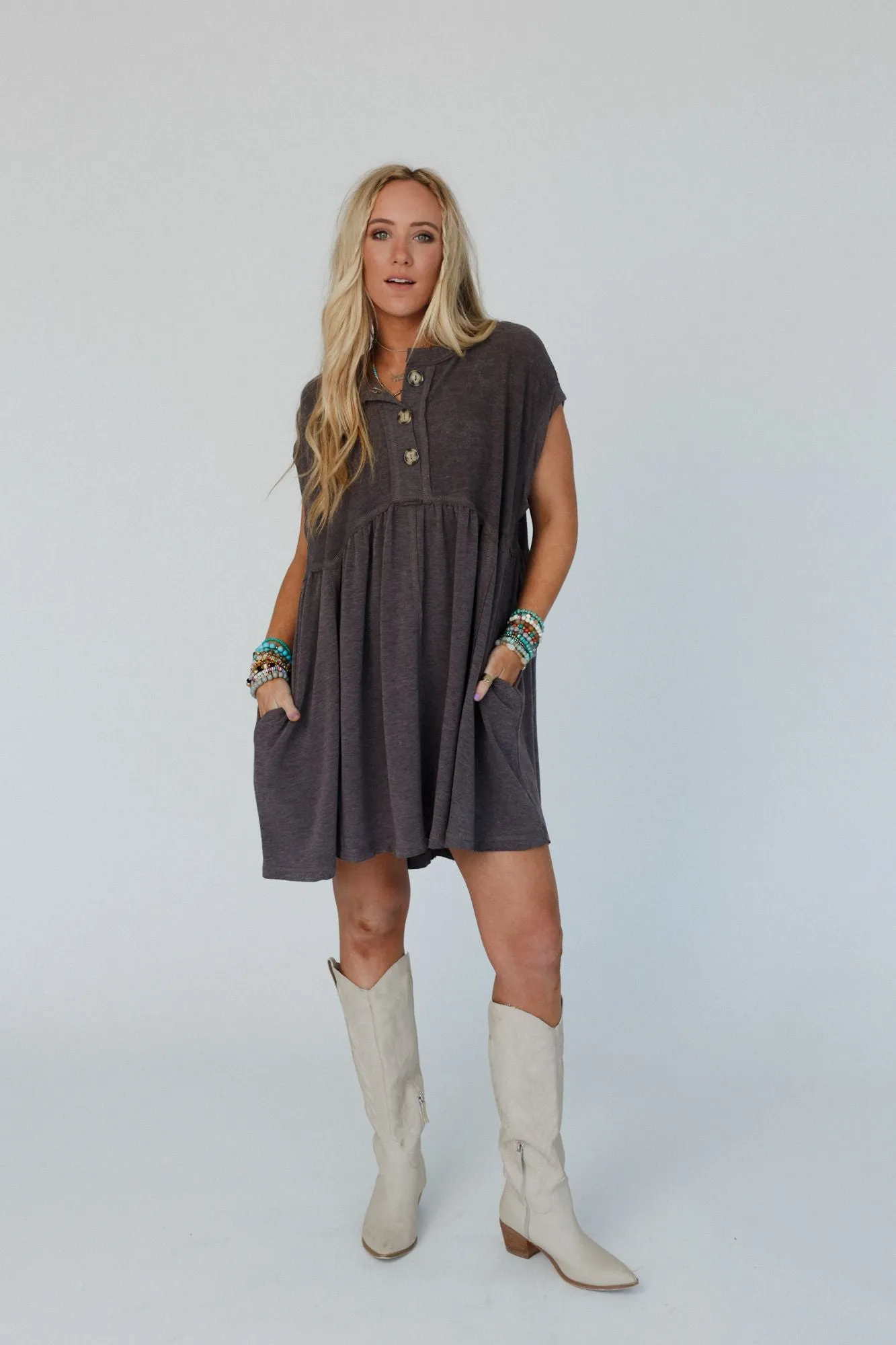 The Nest Sweet Nothings Baby Doll Dress - Charcoal