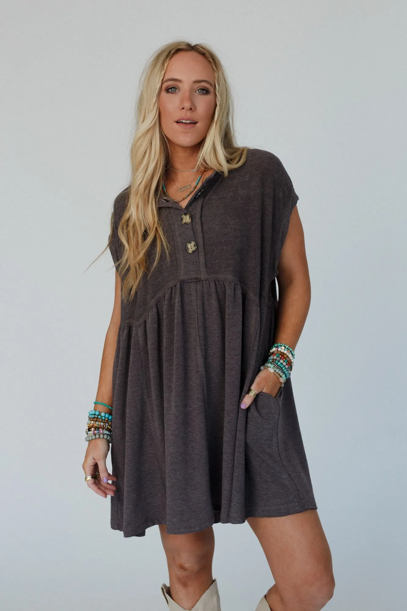 The Nest Sweet Nothings Baby Doll Dress - Charcoal