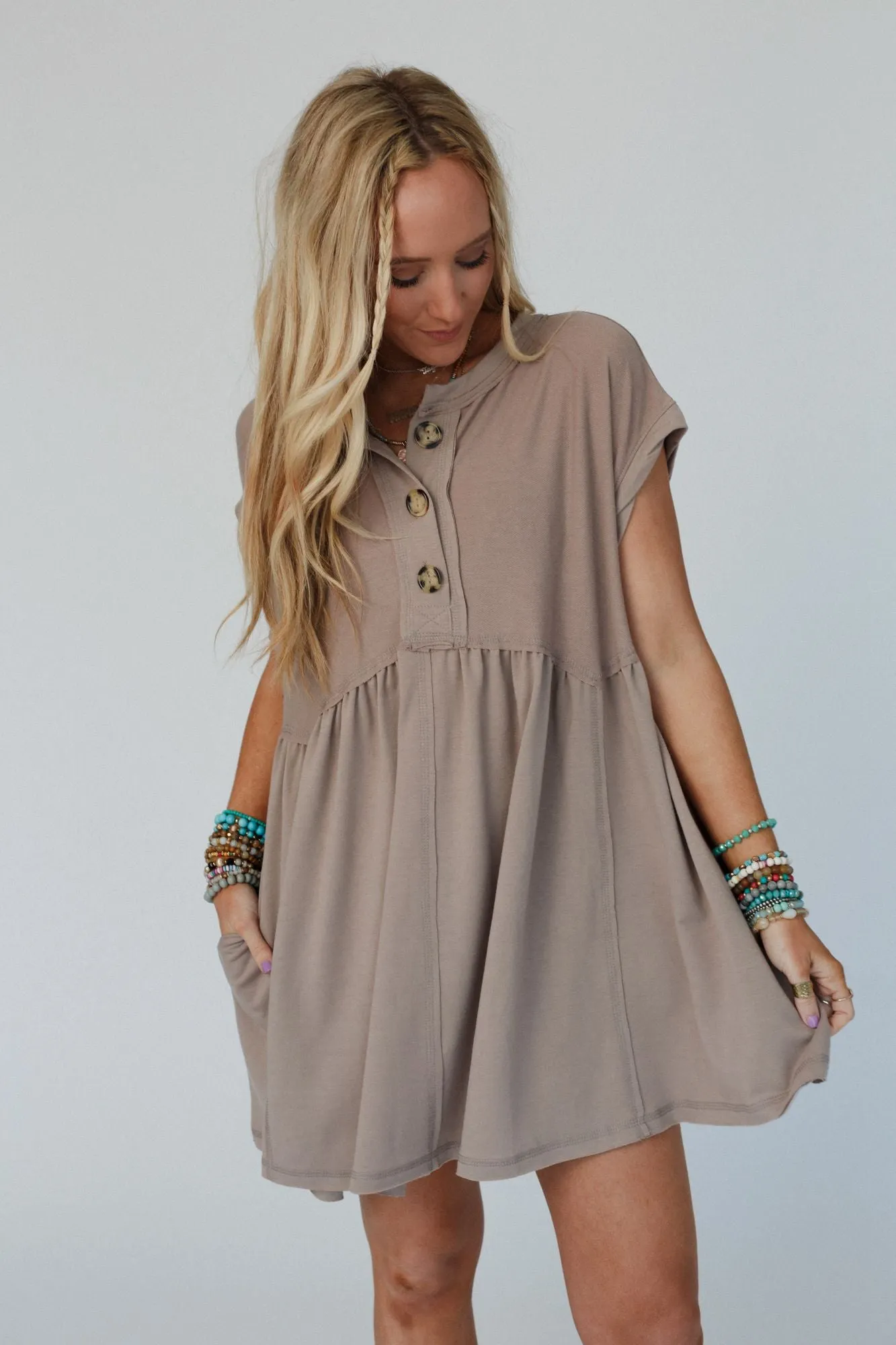 The Nest Sweet Nothings Baby Doll Dress - Khaki