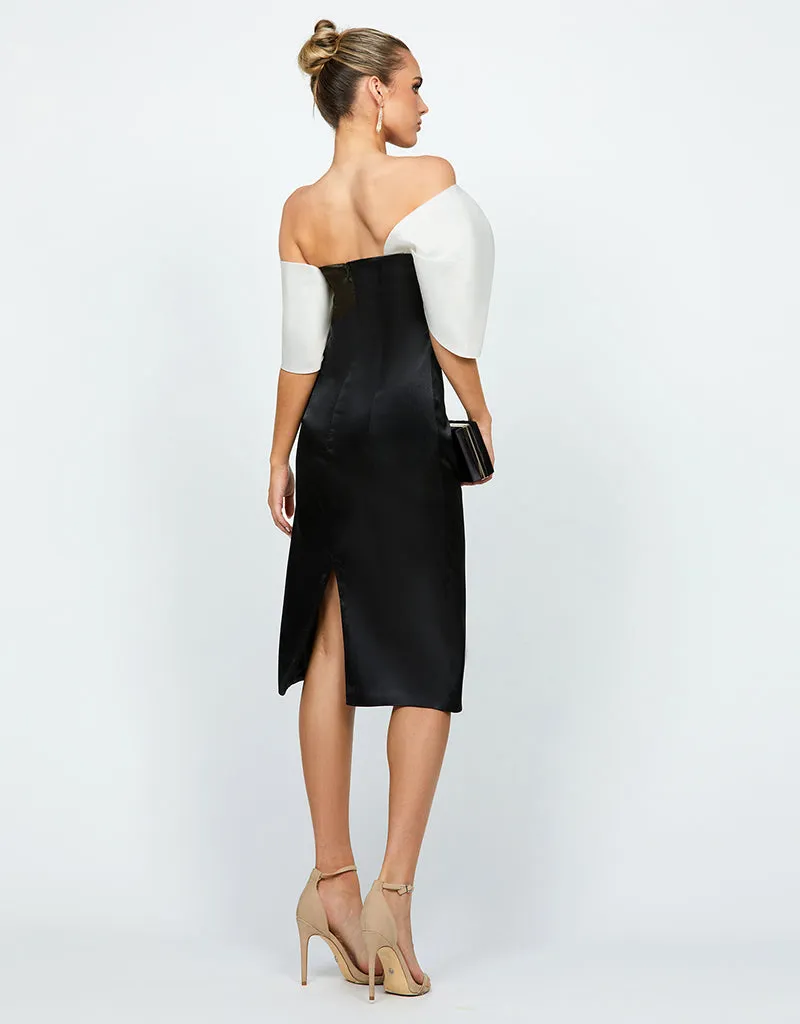 THESSALY FITTED ASYMMETRIC SLEEVE MIDI B68D23S