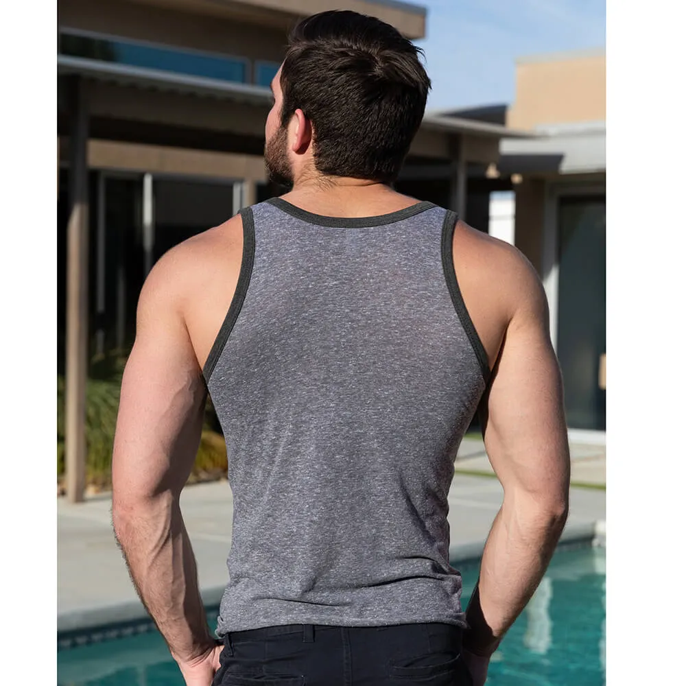 Tonal Grey Tri-Blend Varsity Tank Top