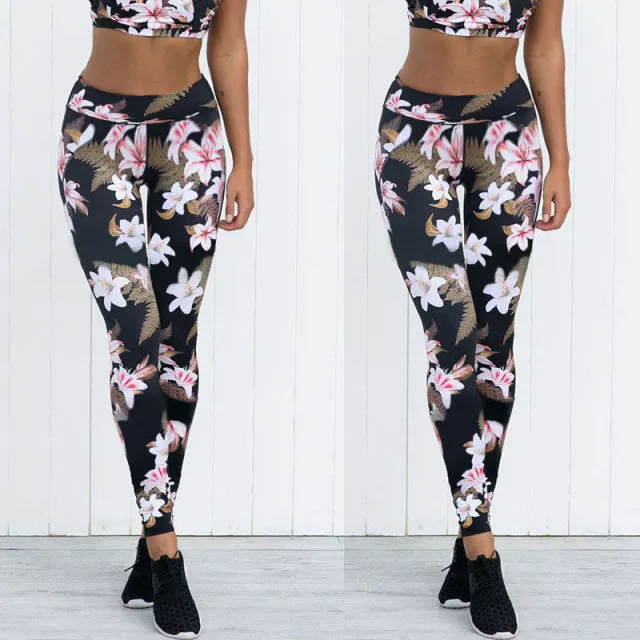 Trendy Yoga Floral High Waist Top And Bottom Set