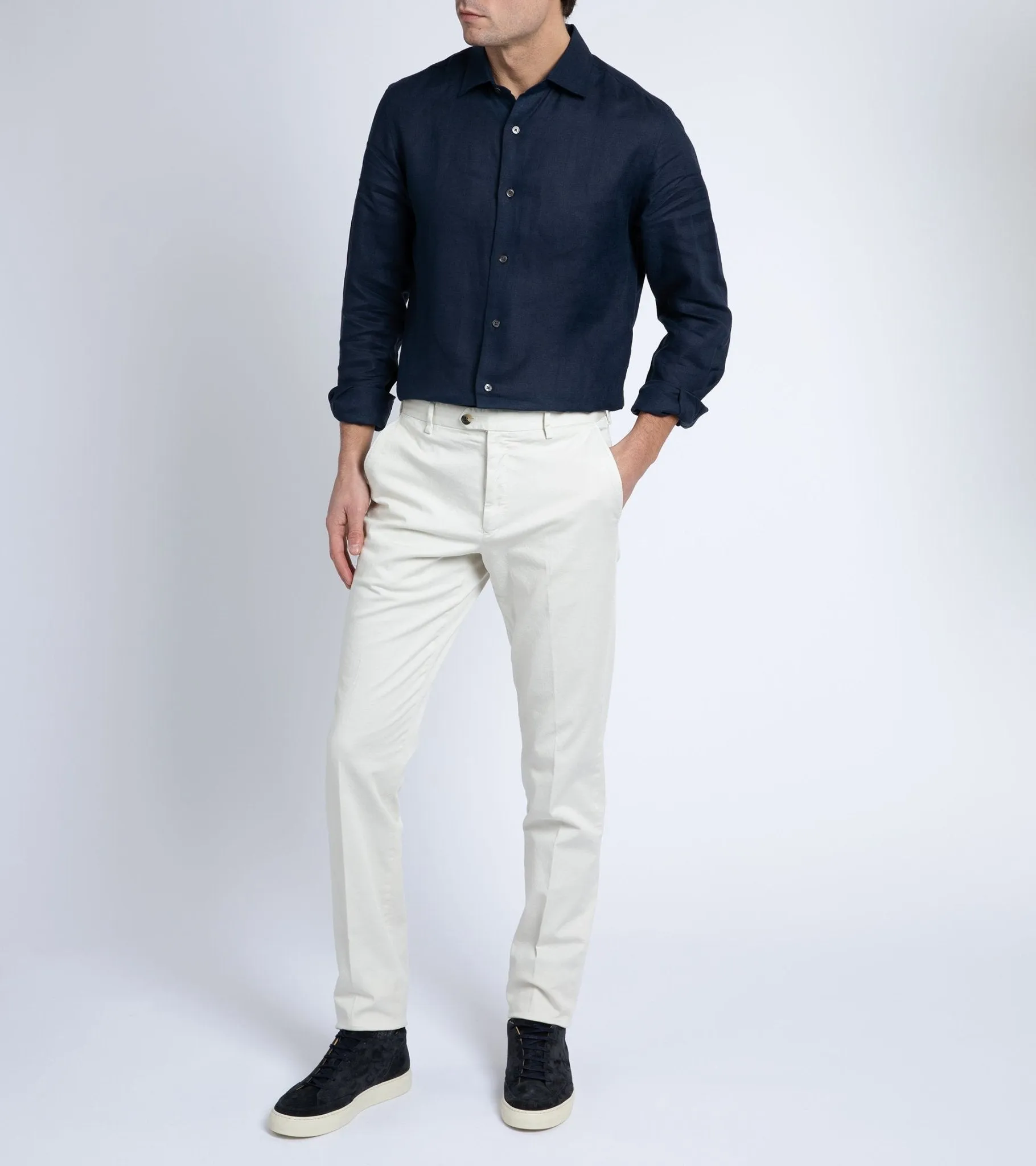 Trunk Audley Irish Linen Shirt: Navy