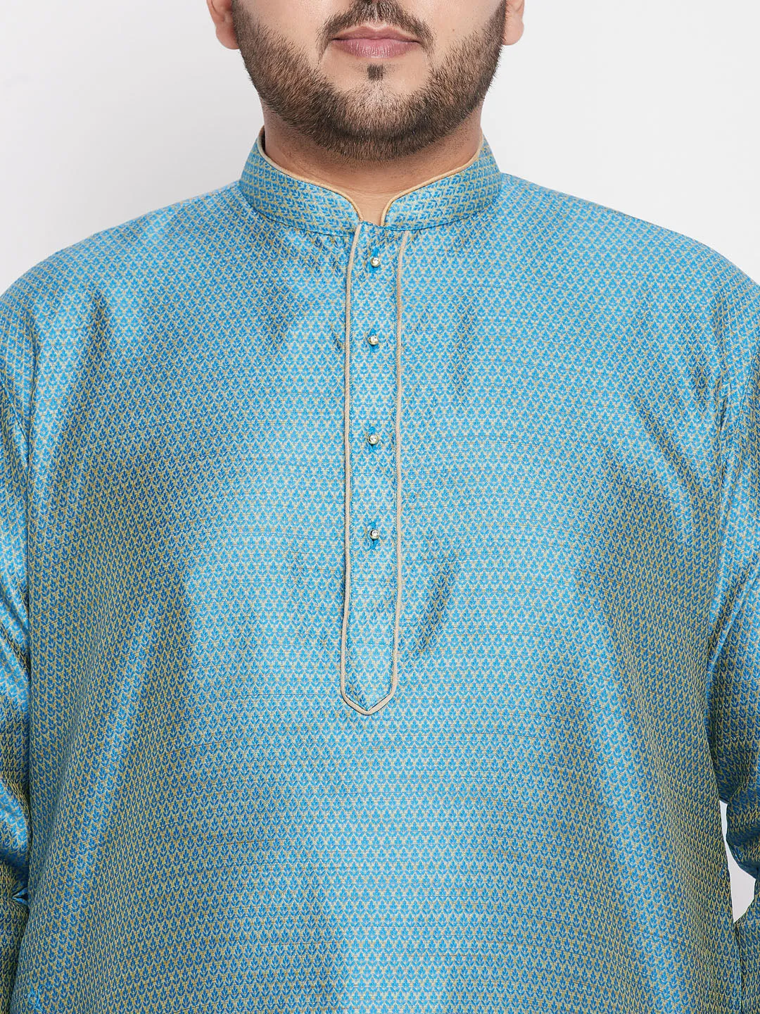 VASTRAMAY Aqua Blue Kurta And Rose Gold Pyjama