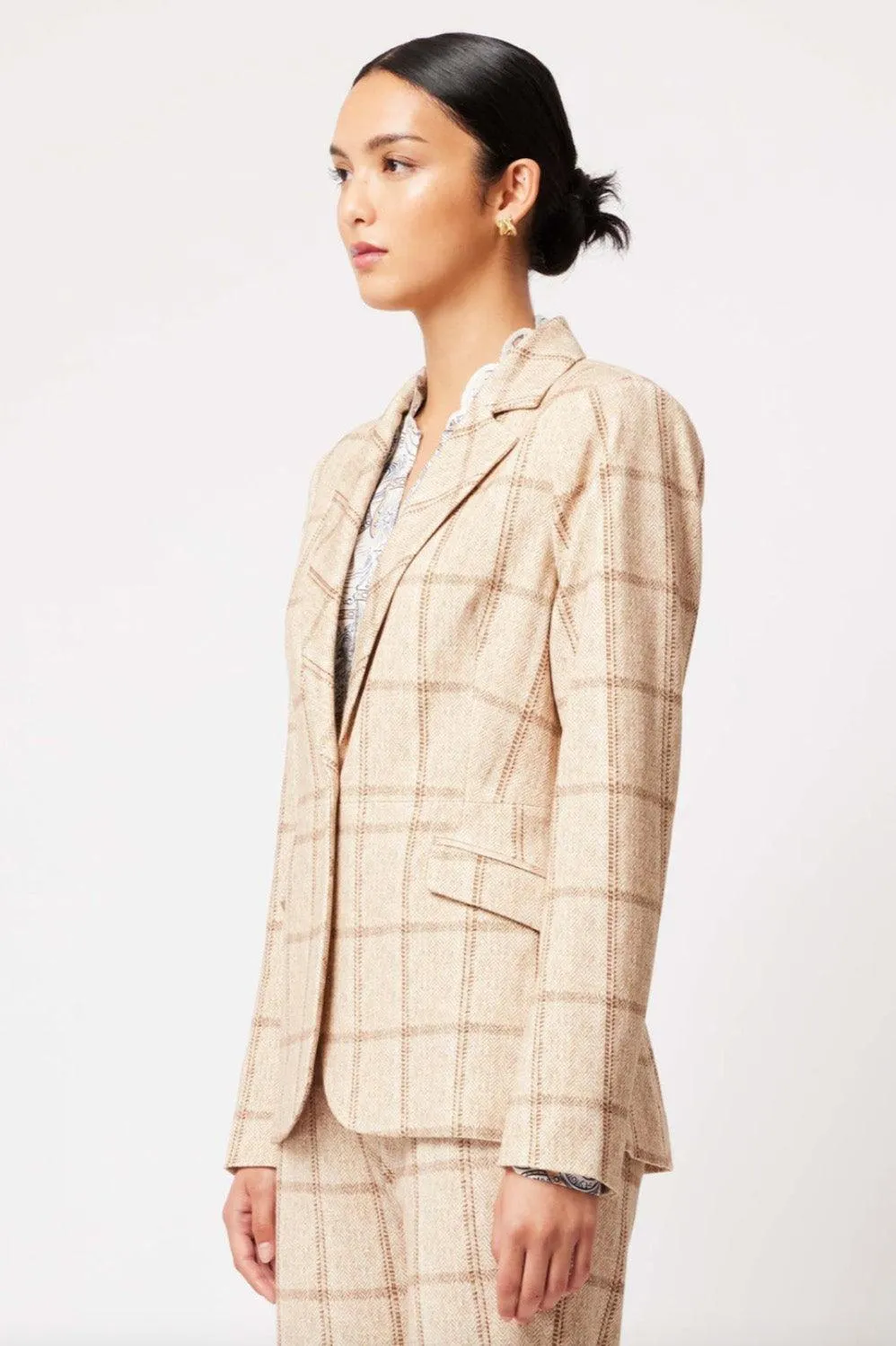 Venus Ponte Blazer | Oatmeal Check