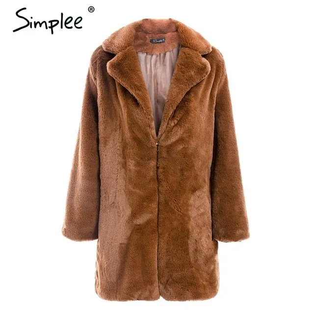 VenusFox Elegant faux fur teddy coat plus size