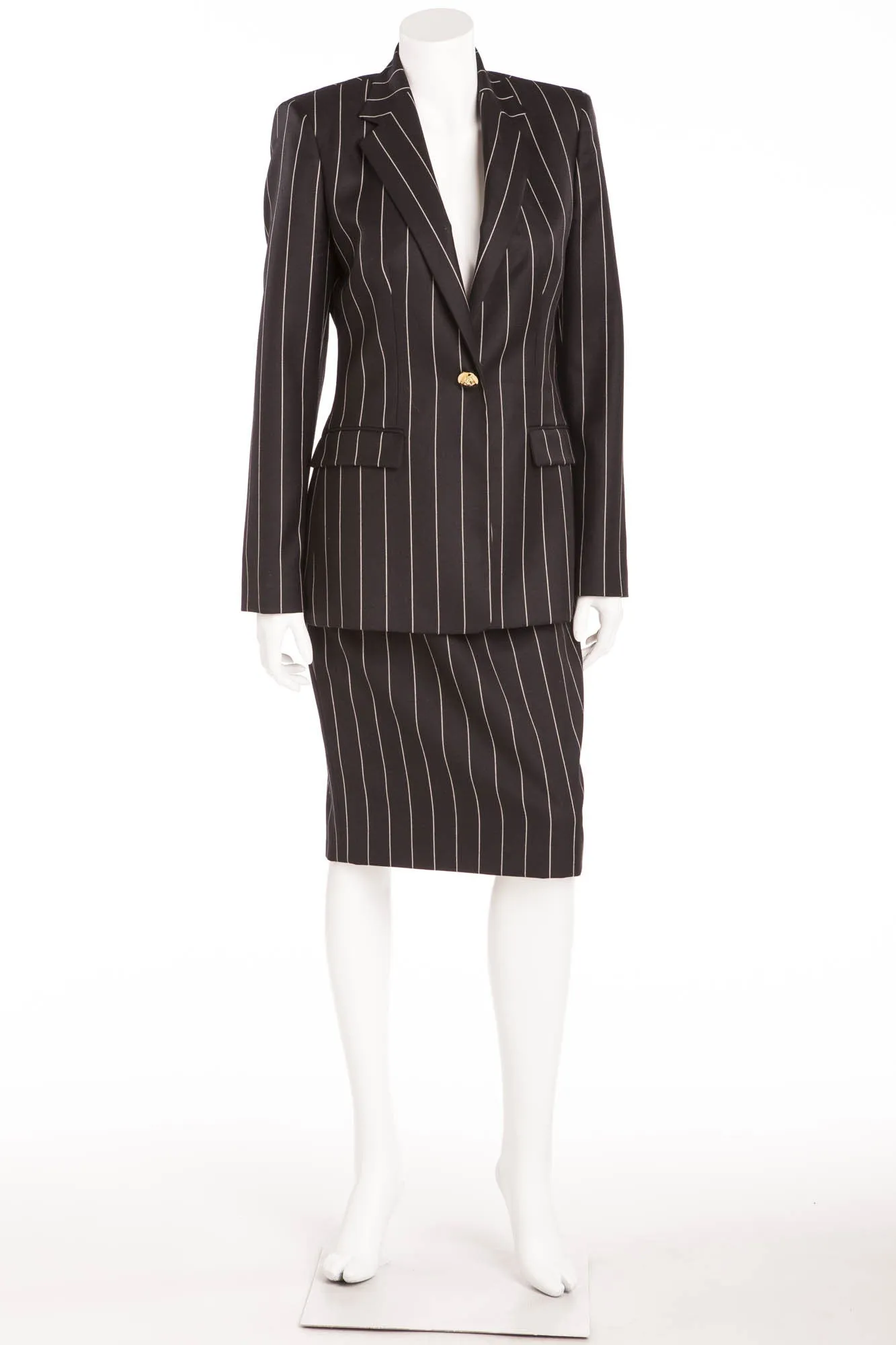 Versace - 2PC Pinstripe Blazer and Pencil Skirt Suit