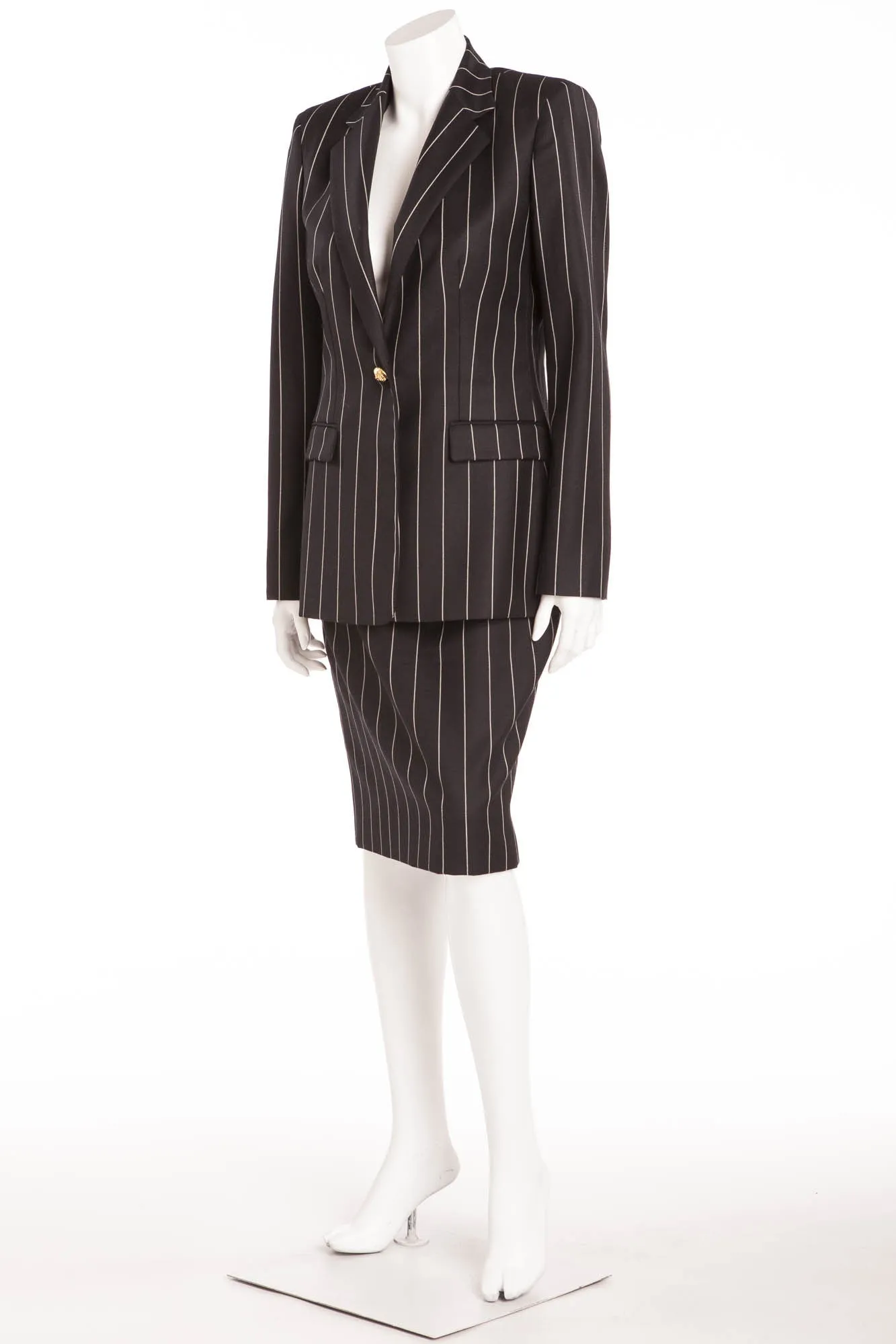 Versace - 2PC Pinstripe Blazer and Pencil Skirt Suit