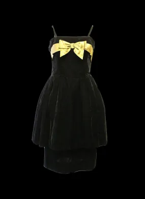 Vintage 1950s Black Velvet Cocktail Dress