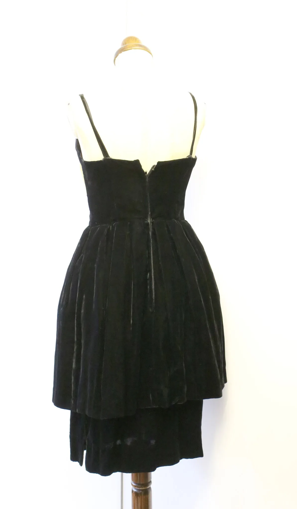 Vintage 1950s Black Velvet Cocktail Dress