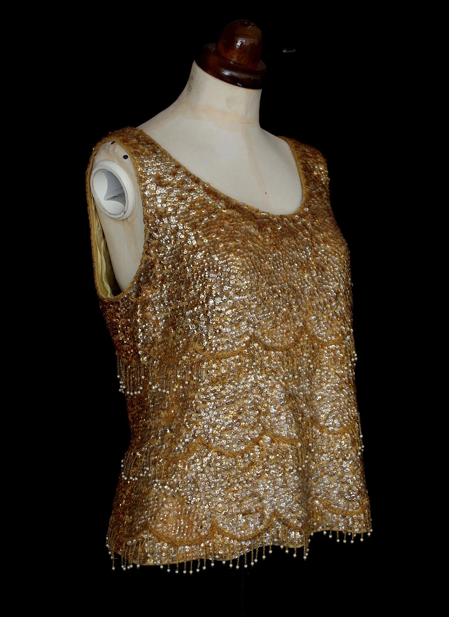 Vintage 1950s Gold Sequin Top