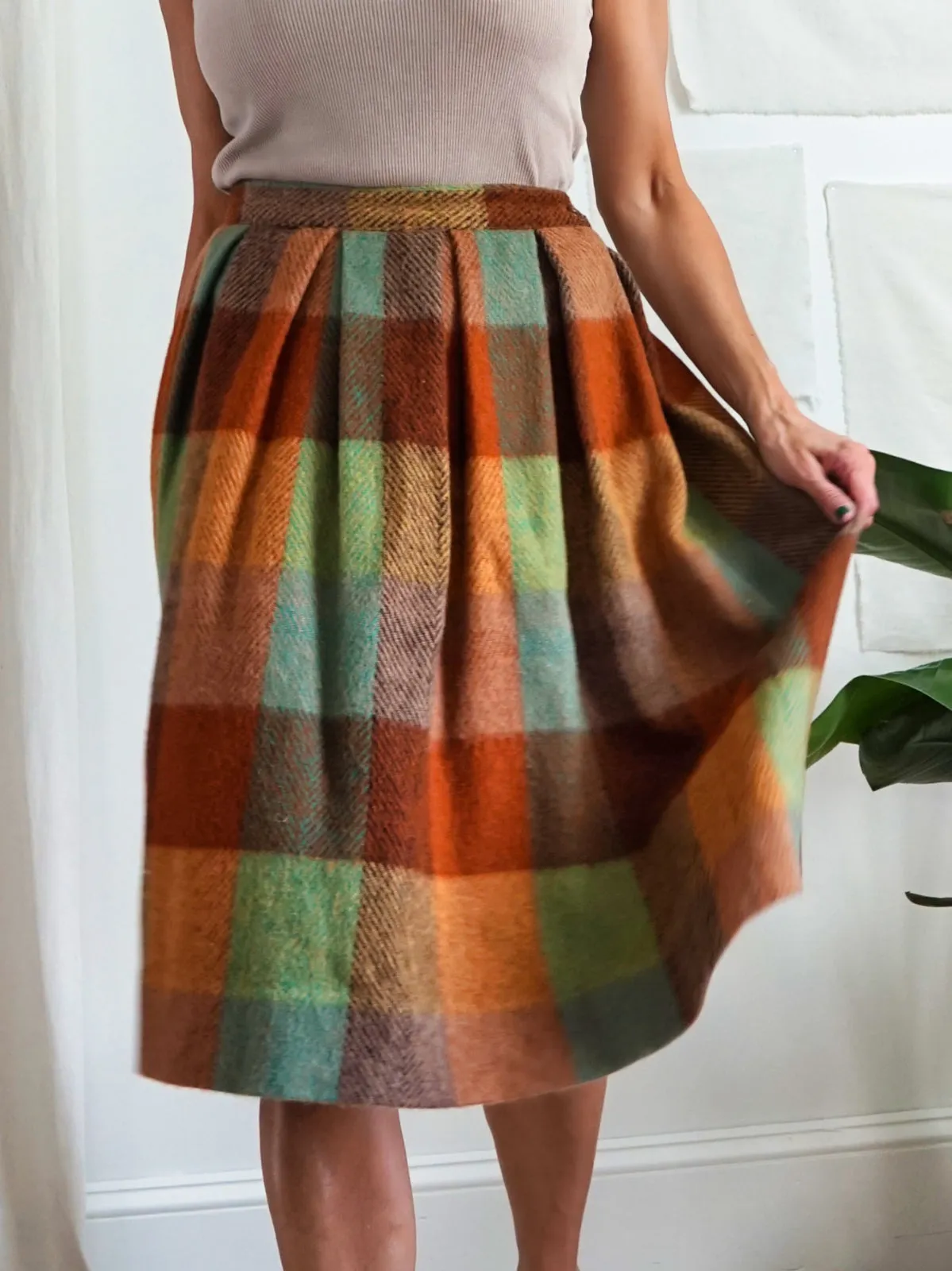 Vintage 50's Plaid Wool Skirt