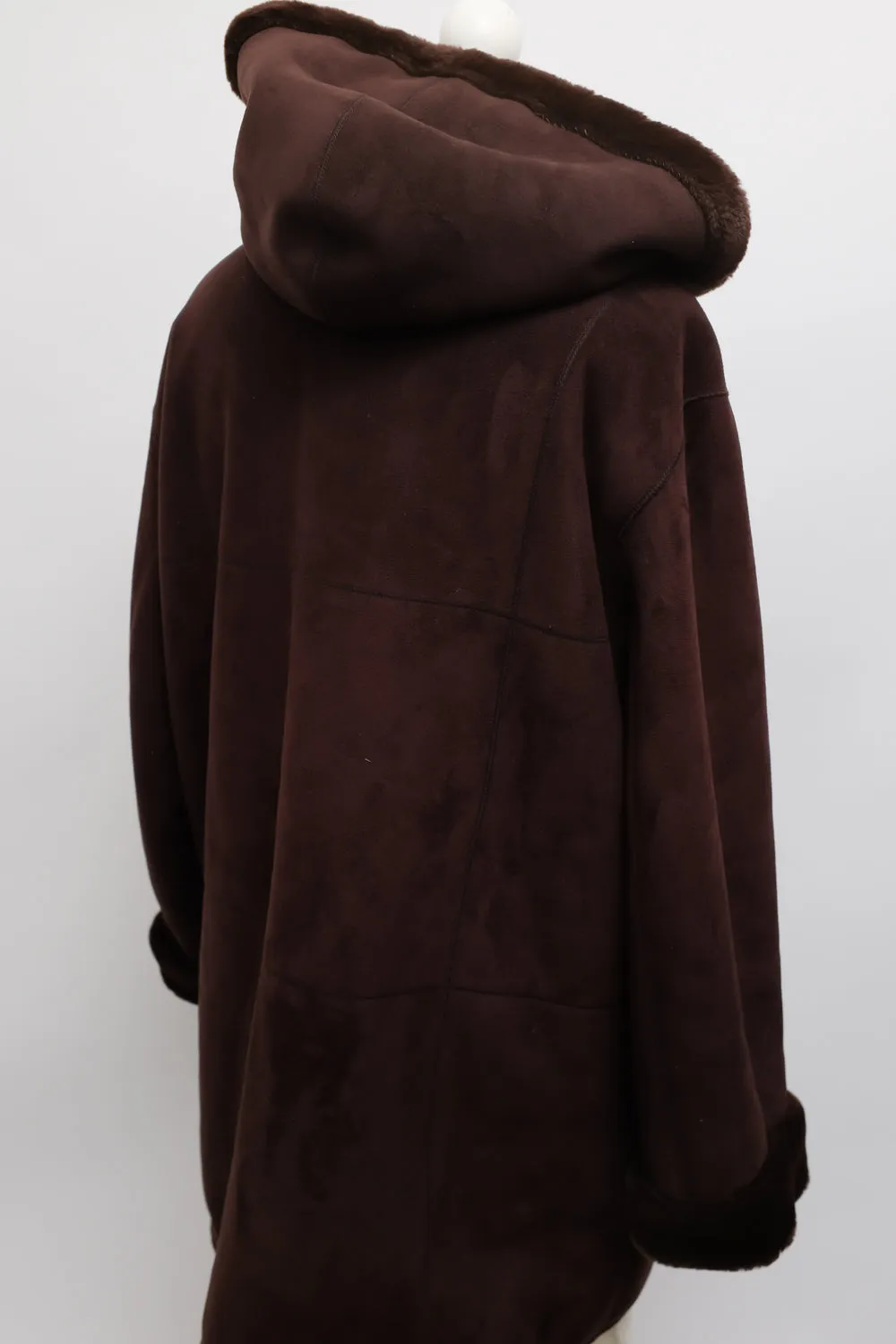 VINTAGE BROWN FAUX SUEDE WARM TEDDY COAT