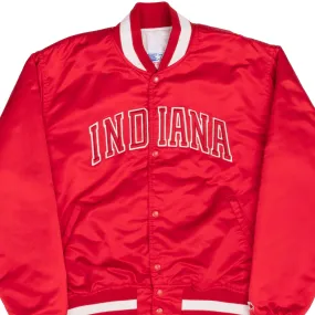 VINTAGE INDIANA RED SATIN BOMBER STARTER JACKET 1980S LARGE MADE IN USA