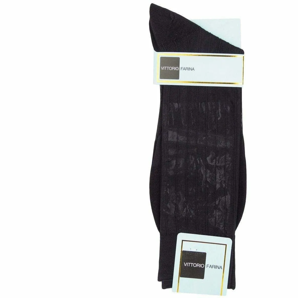 Vittorio Farina Men's Ribbed Shear Nylon Anklet Dress Socks