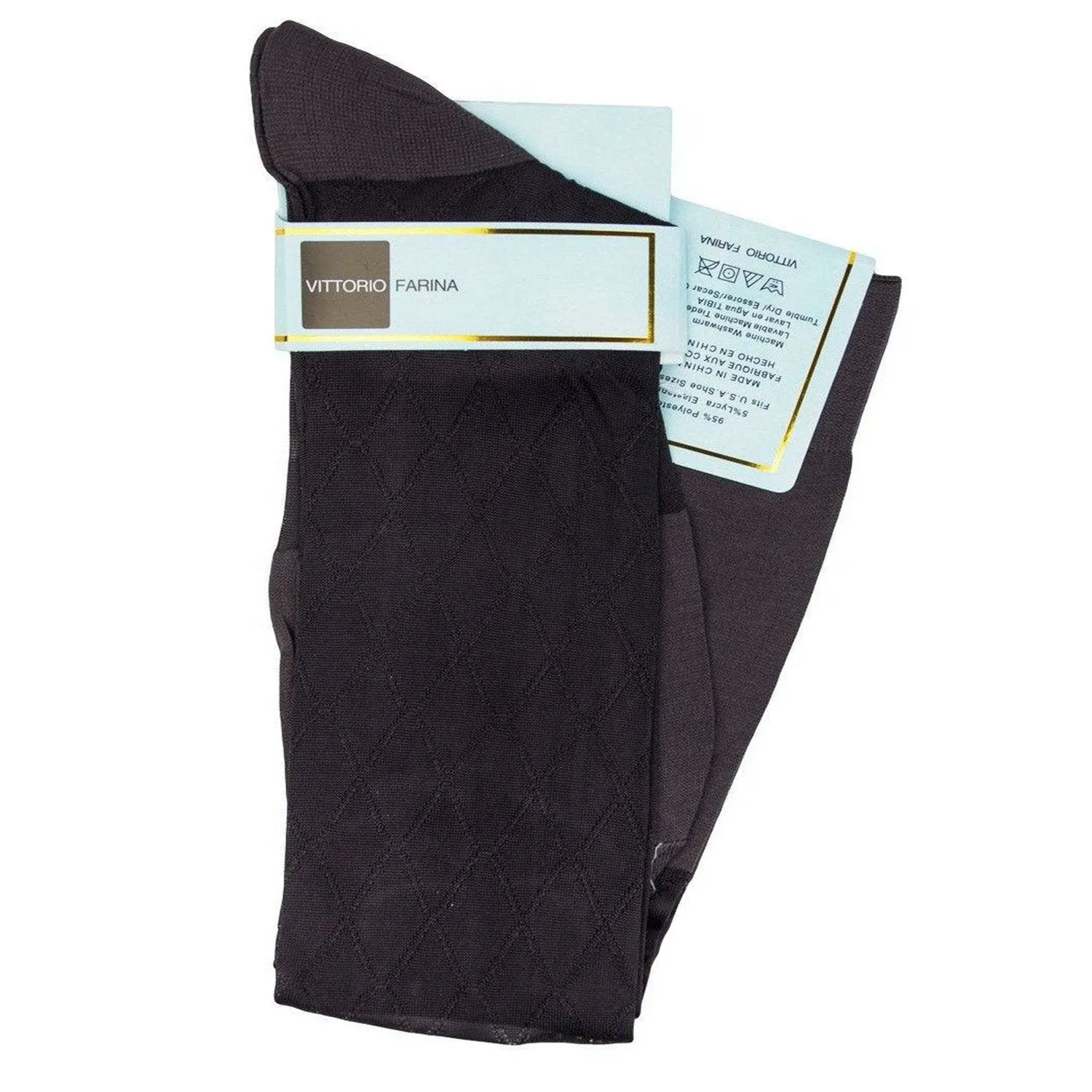 Vittorio Farina Men's Ribbed Shear Nylon Over The Calf Dress Socks