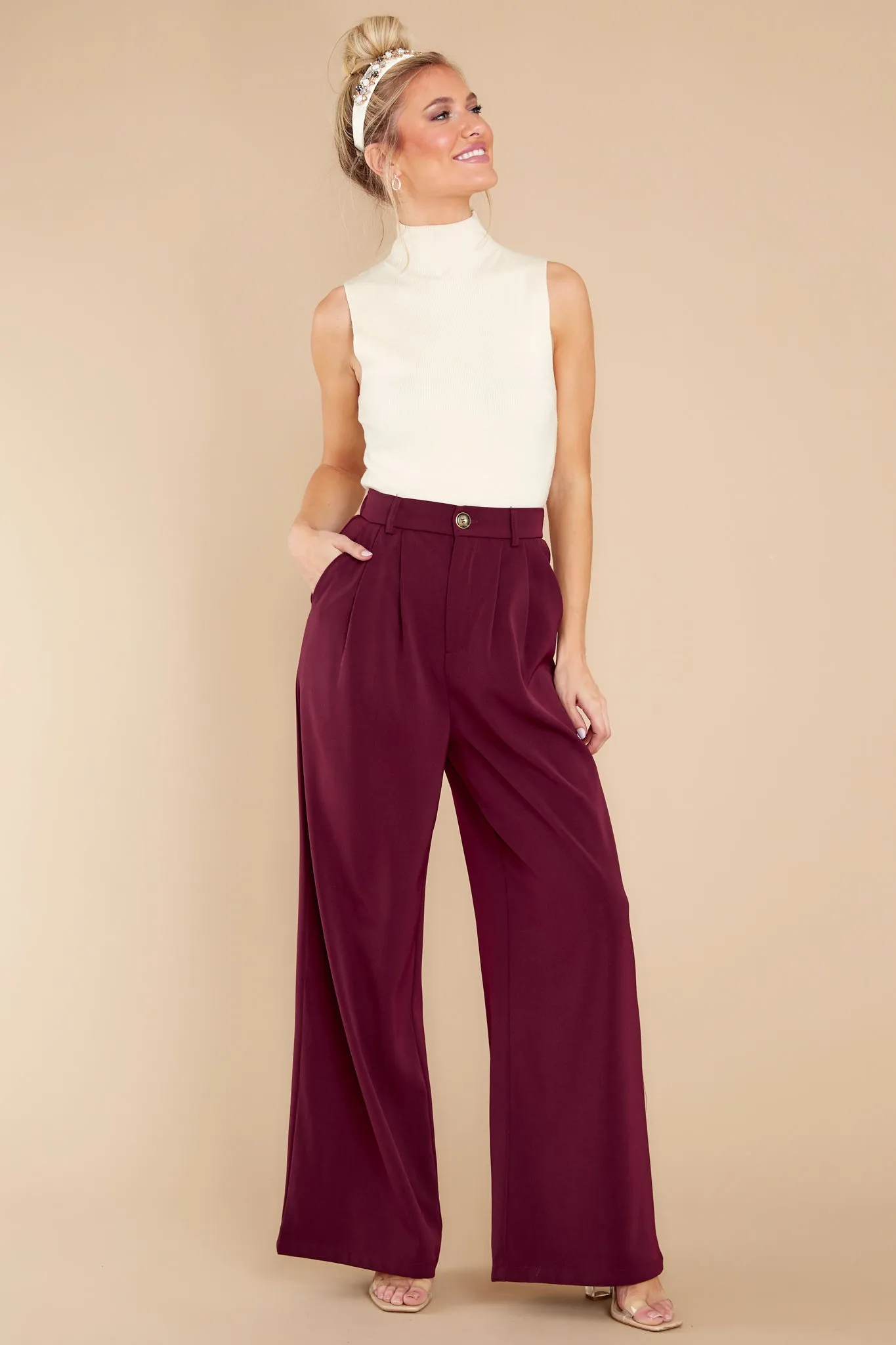 Walk By Me Merlot Pants