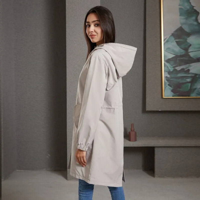 Waterproof Hooded Long Trench Coat