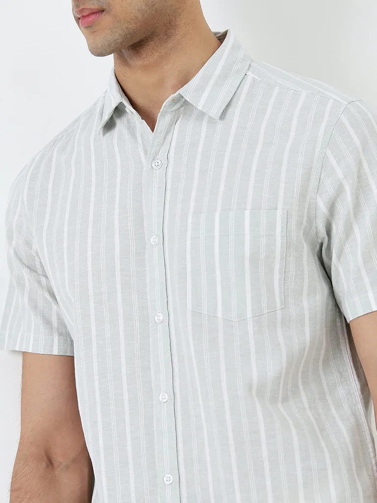 WES Casuals Sage Striped Slim-Fit Shirt