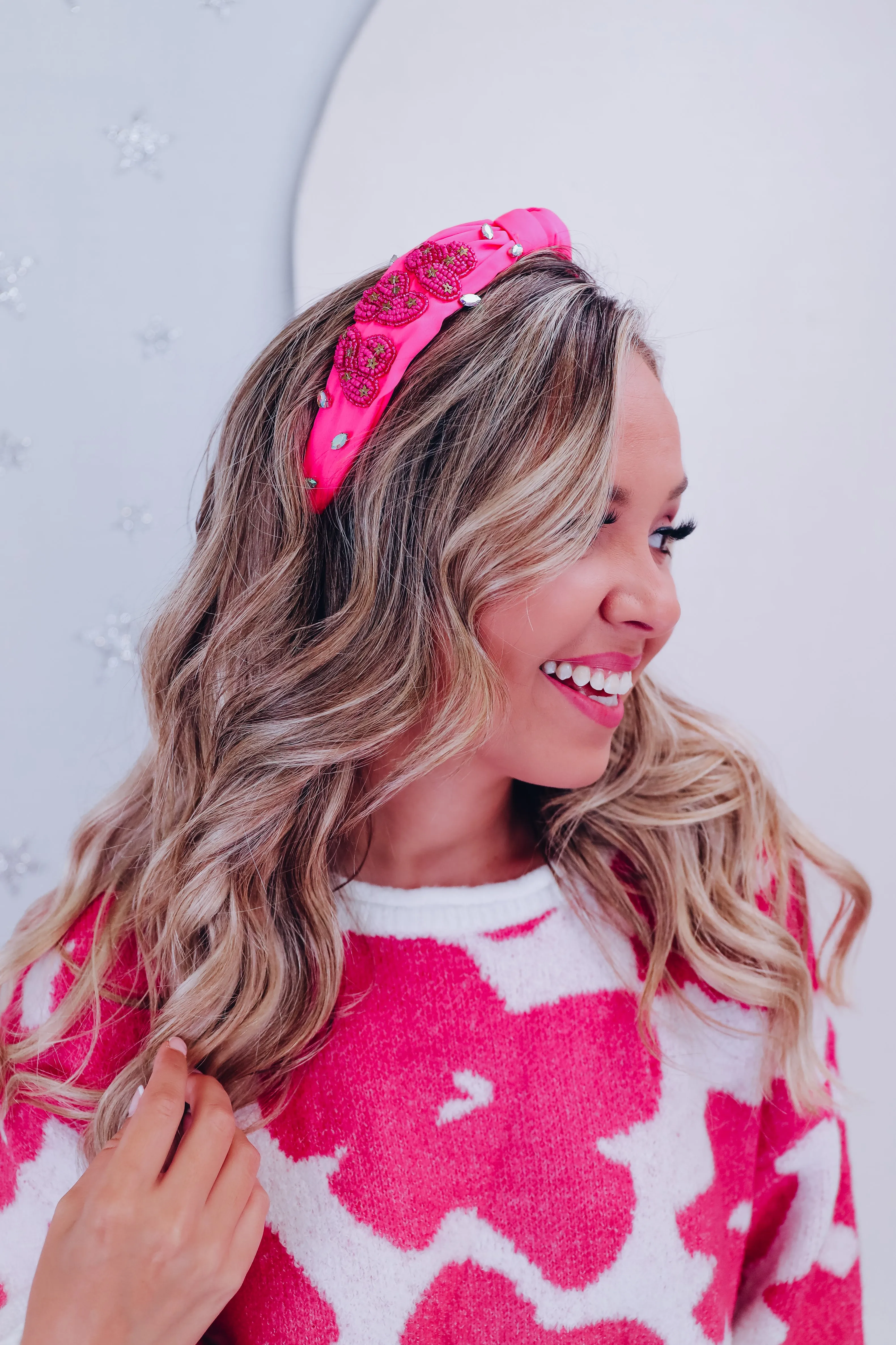 Western Bling Knotted Headband - Neon Pink