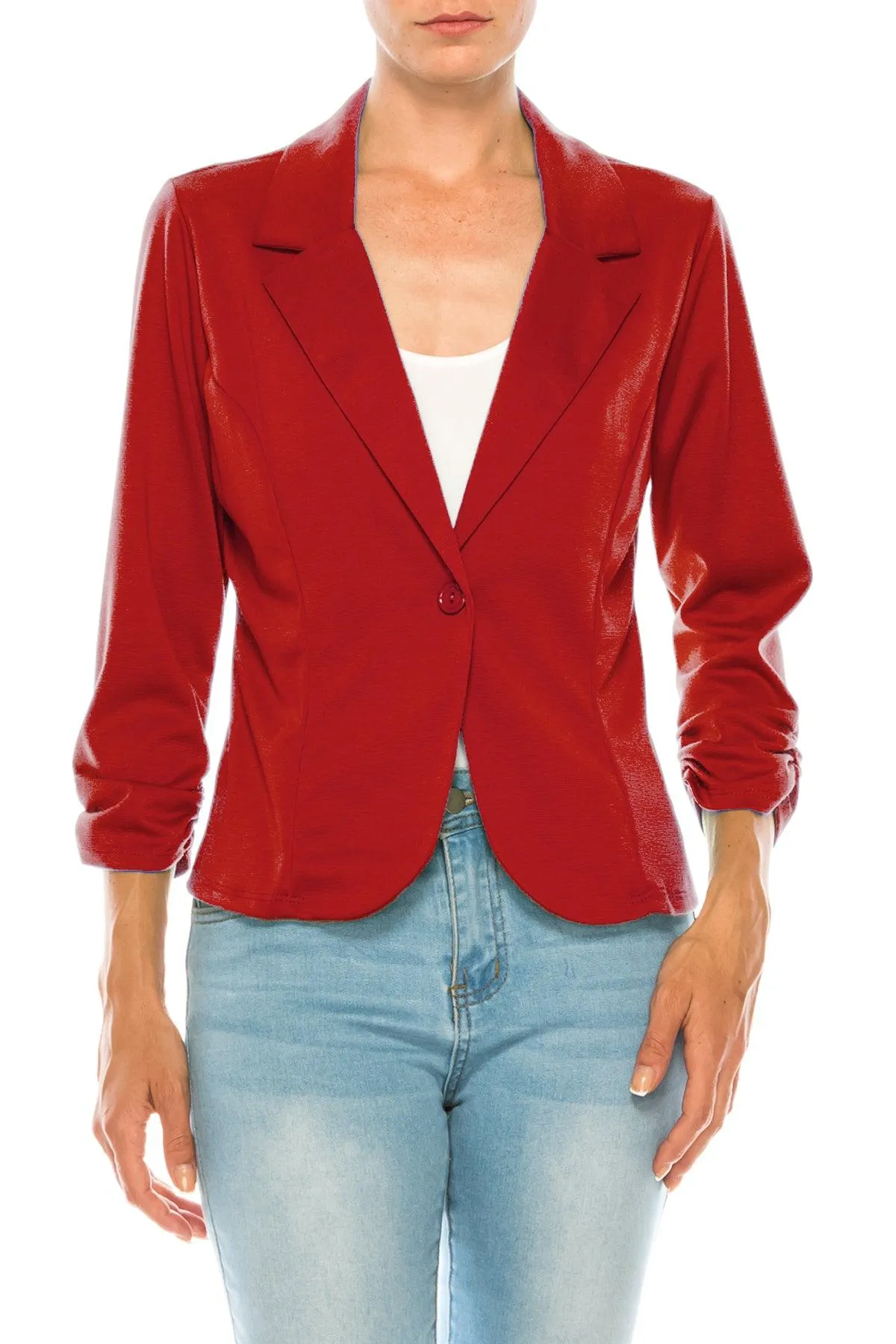 Women's Basic Long Sleeves Button Blazer Jacket