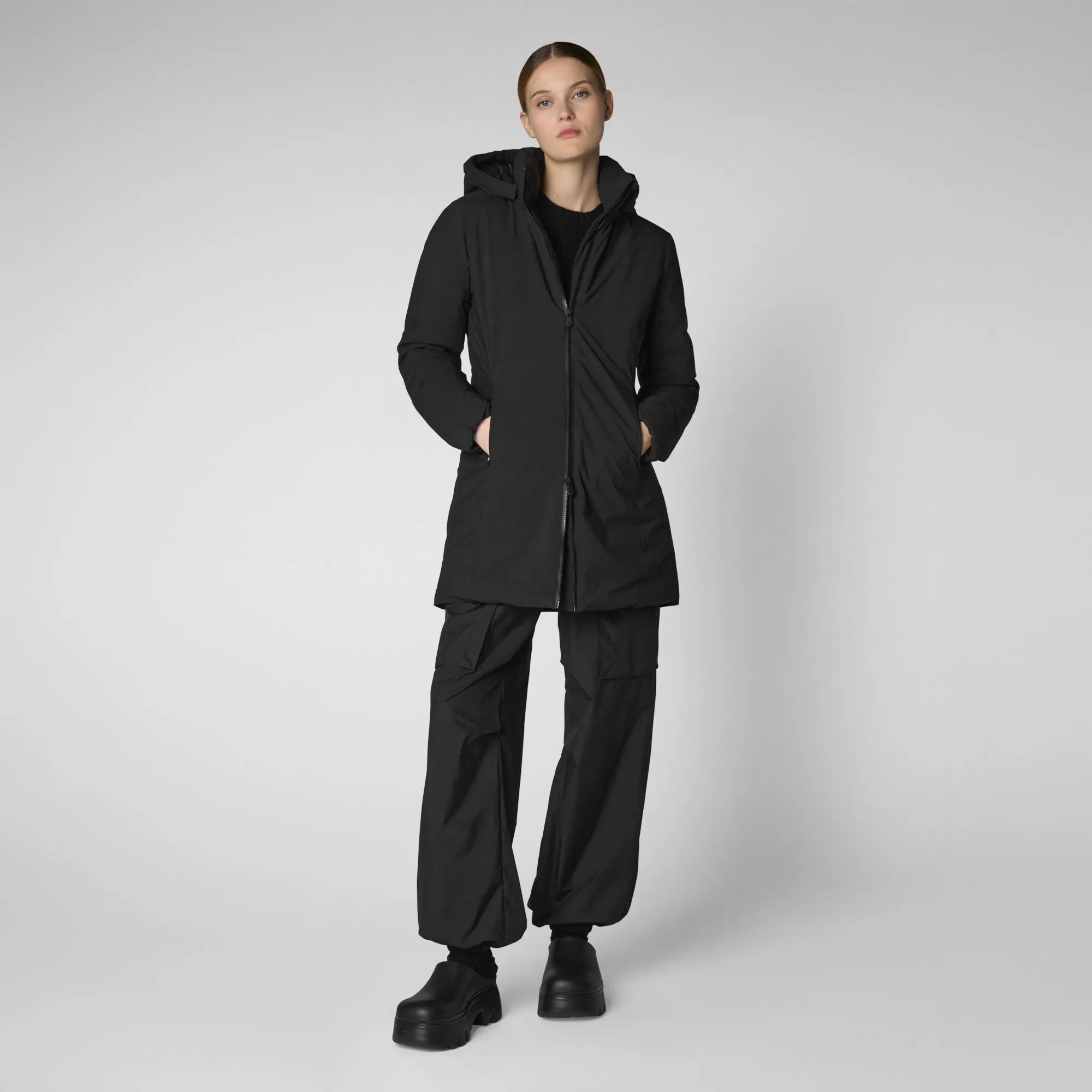 Women's Hooded Coat Rachel in Black