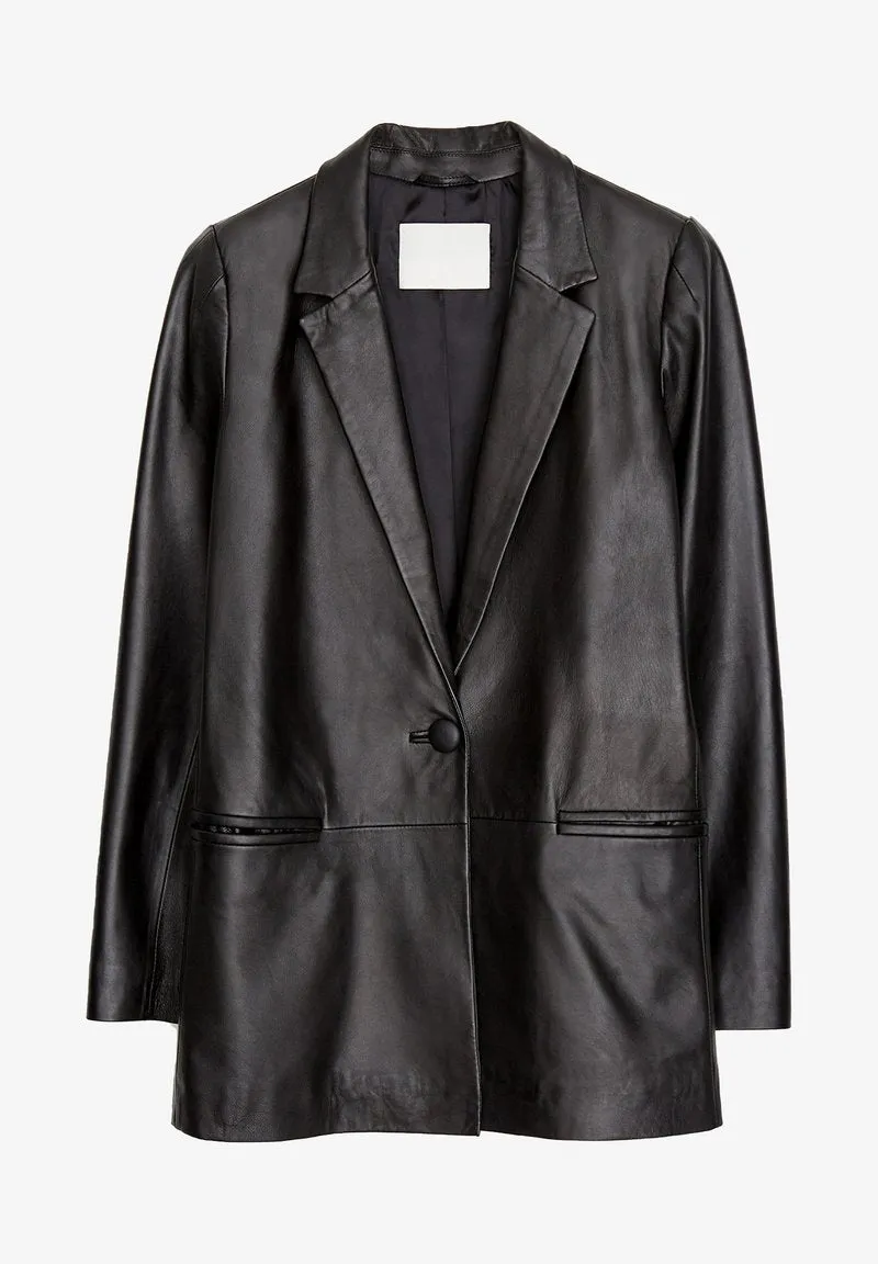 Women’s Sheepskin Classic Black Leather Blazer