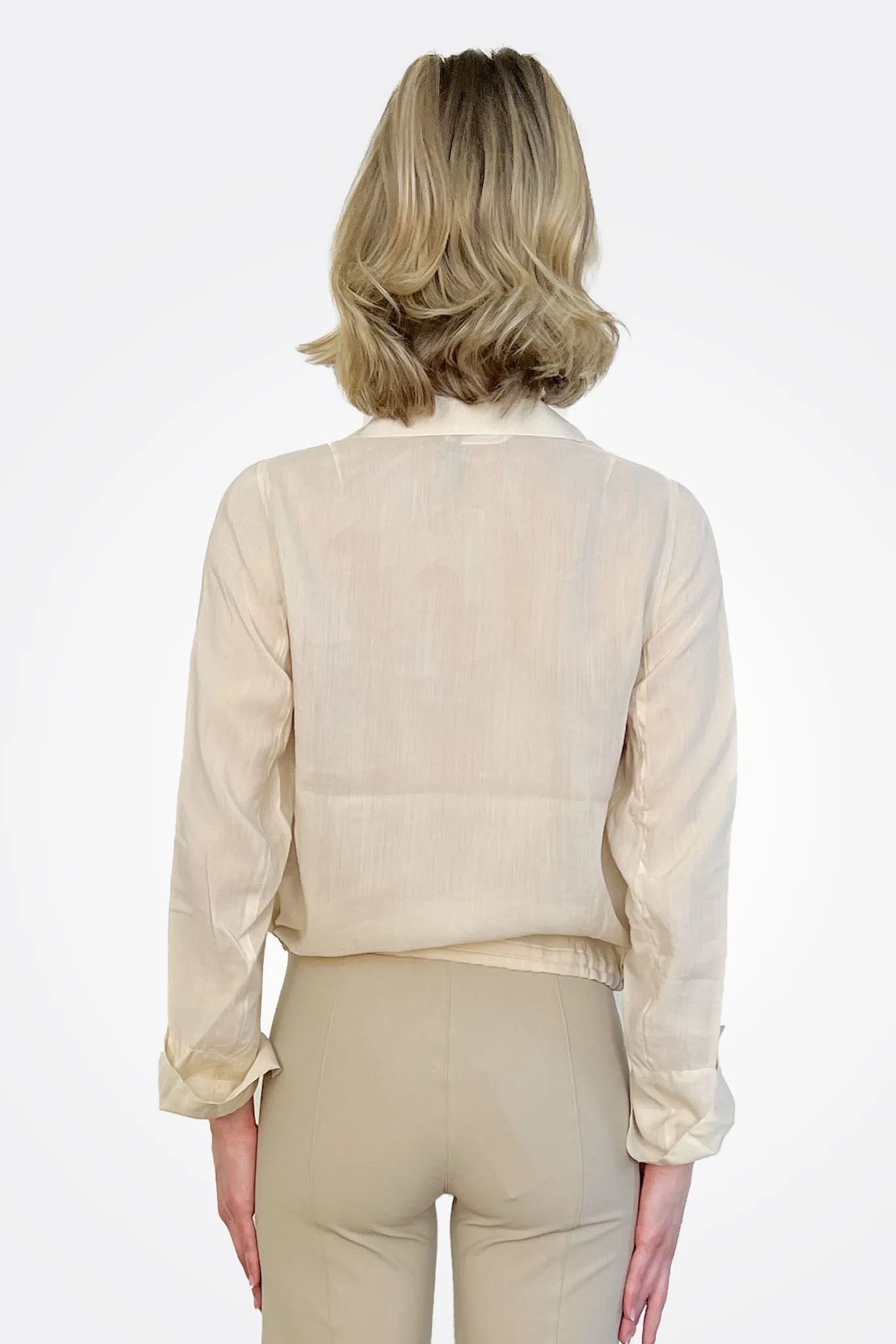 Yabella Sheer Mockneck Zip Jacket - Clay