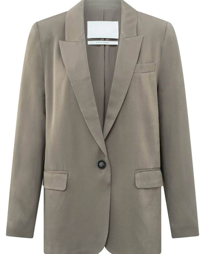 Yaya Clay Pebble Grey Satin Blazer