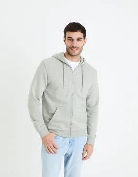 Zippered sweatshirt Hooded 100% cotton